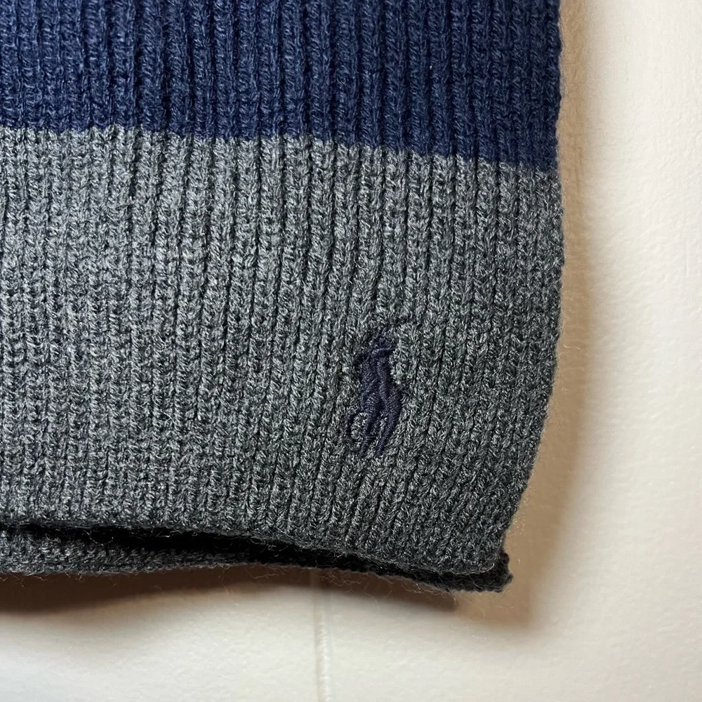 Polo, Ralph Lauren, gray and‎ navy blue scarf NWOT